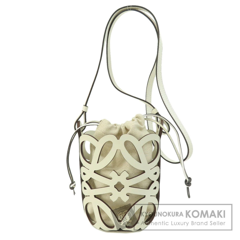 Loewe Anagram Cutout Pocket Shoulder Bag Calfskin Canvas